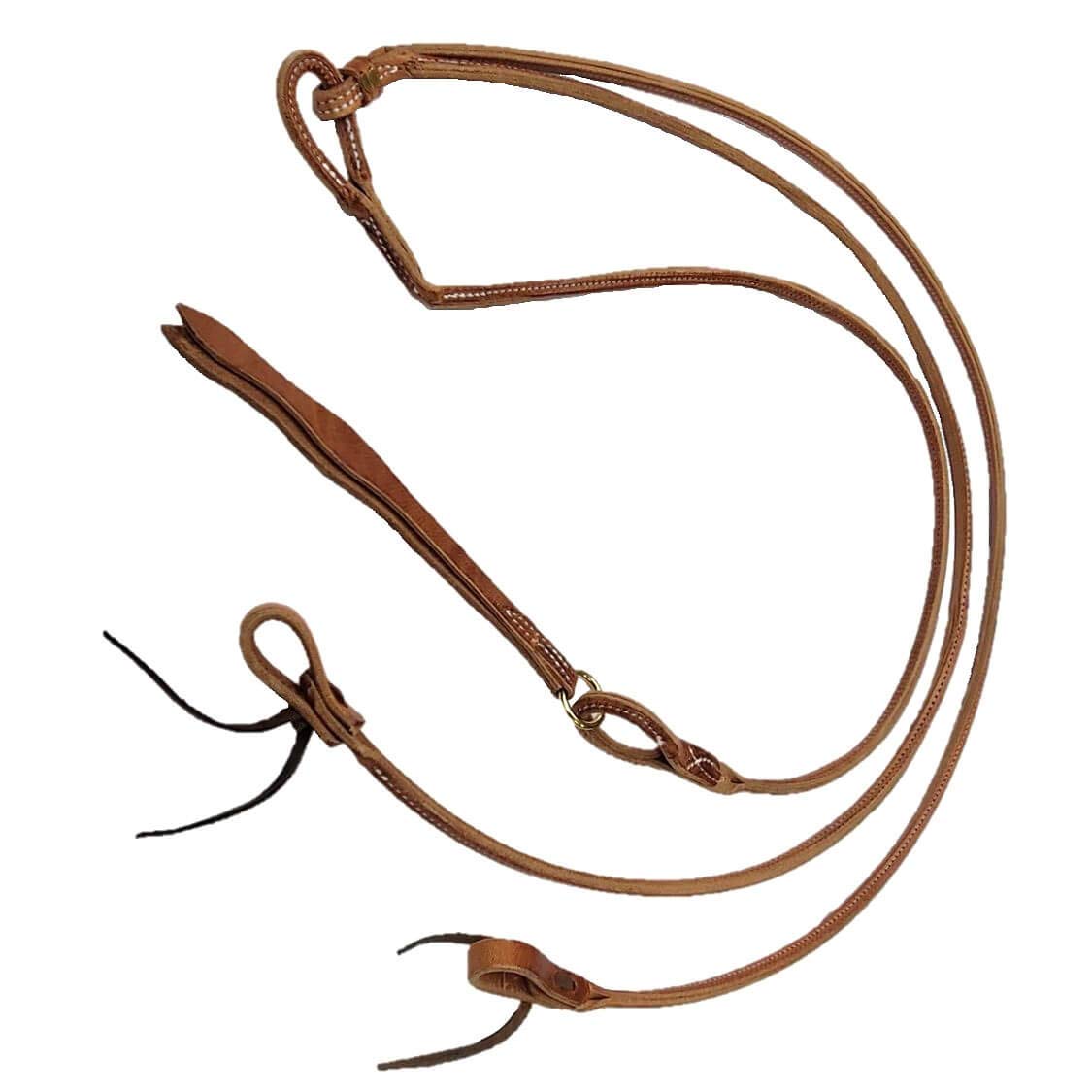 Premium Herman Oak Harness Leather Stitched Romel Reins with Water Loops - Durable Western Horse Riding Equipment for Training & Ranch Work | Perfect for Trail Riding, Roping & Equestrian Sports