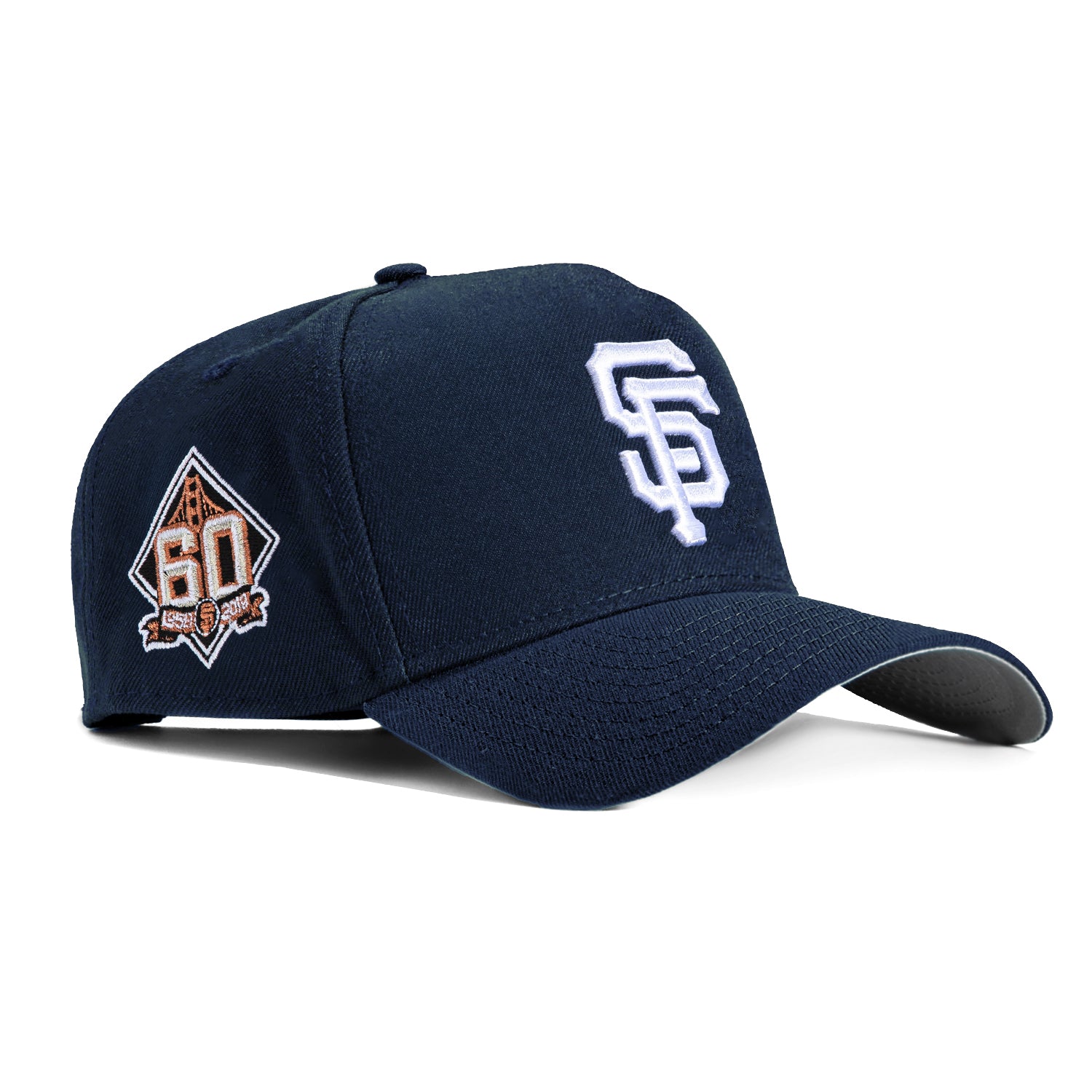 New Era 9Forty A-Frame San Francisco Giants 60th Anniversary Patch Snapback Hat - Navy & White - Official MLB Baseball Cap for Men & Women - Perfect for Games, Collecting & Streetwear Fashion