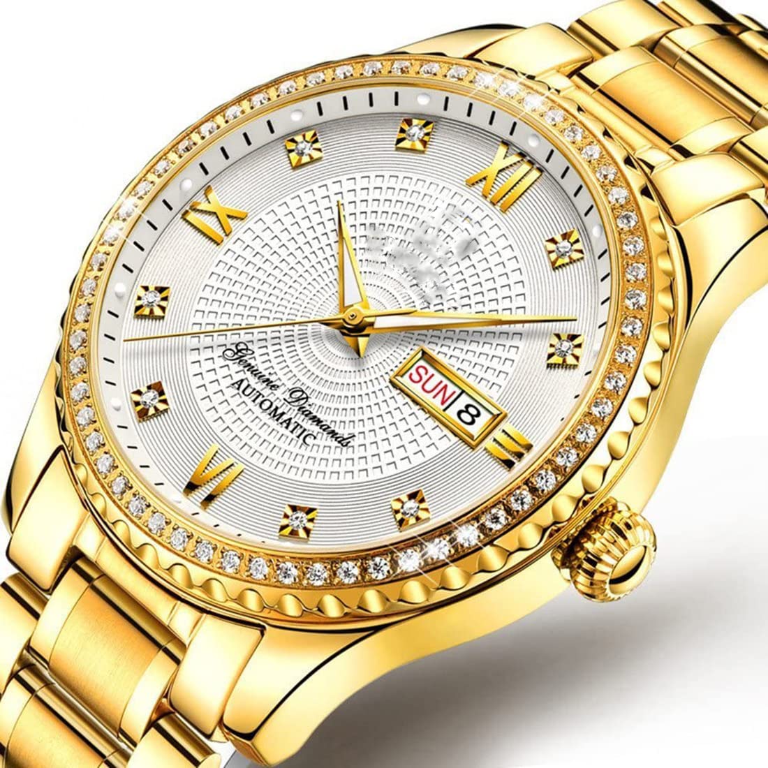 Luxury Automatic Self-Wind Couple Watches Set - Stainless Steel His & Hers Matching Calendar Date Watch for Men & Women | Perfect Anniversary, Wedding, and Valentine's Day Gift for Couples