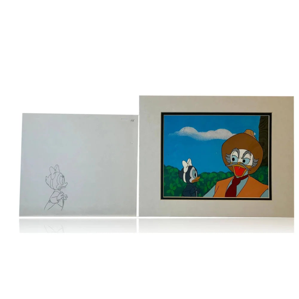 Original DuckTales 90s TV Show Production Sketch Drawing & Cell with COA 1/1 - Disney Animation Collectible for Fans & Vintage Art Decor