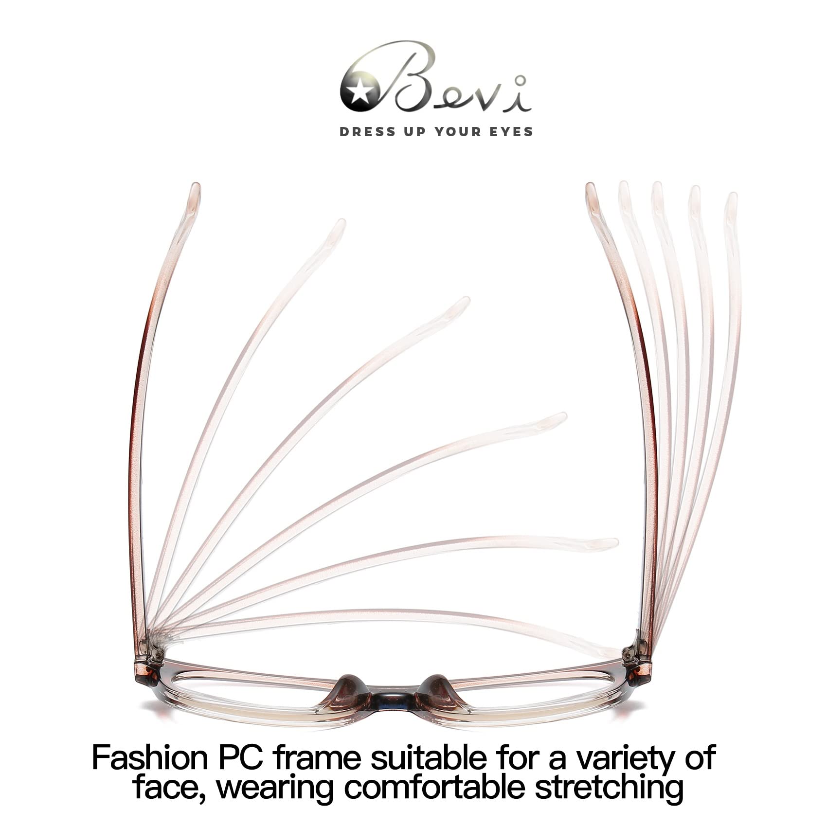 Bevi Blue Light Blocking Glasses - Stylish Reading & Magnifying for Work/Study