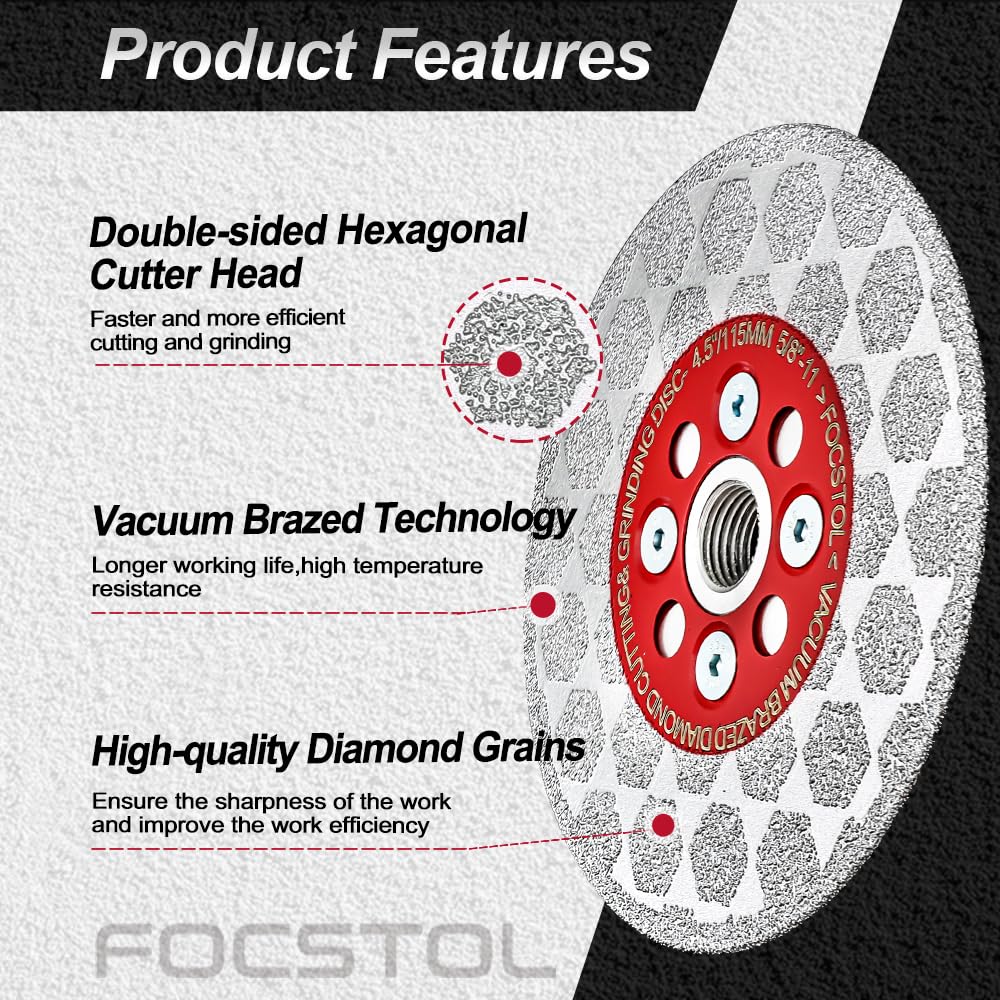 4.5 Inch Diamond Cutting Grinding Disc - 115mm Tile Cutting Blade for Porcelain, Ceramic Tile, Marble & Quartz - Angle Grinder Accessory - Perfect for Home Renovation, Flooring Projects & Stone Fabrication