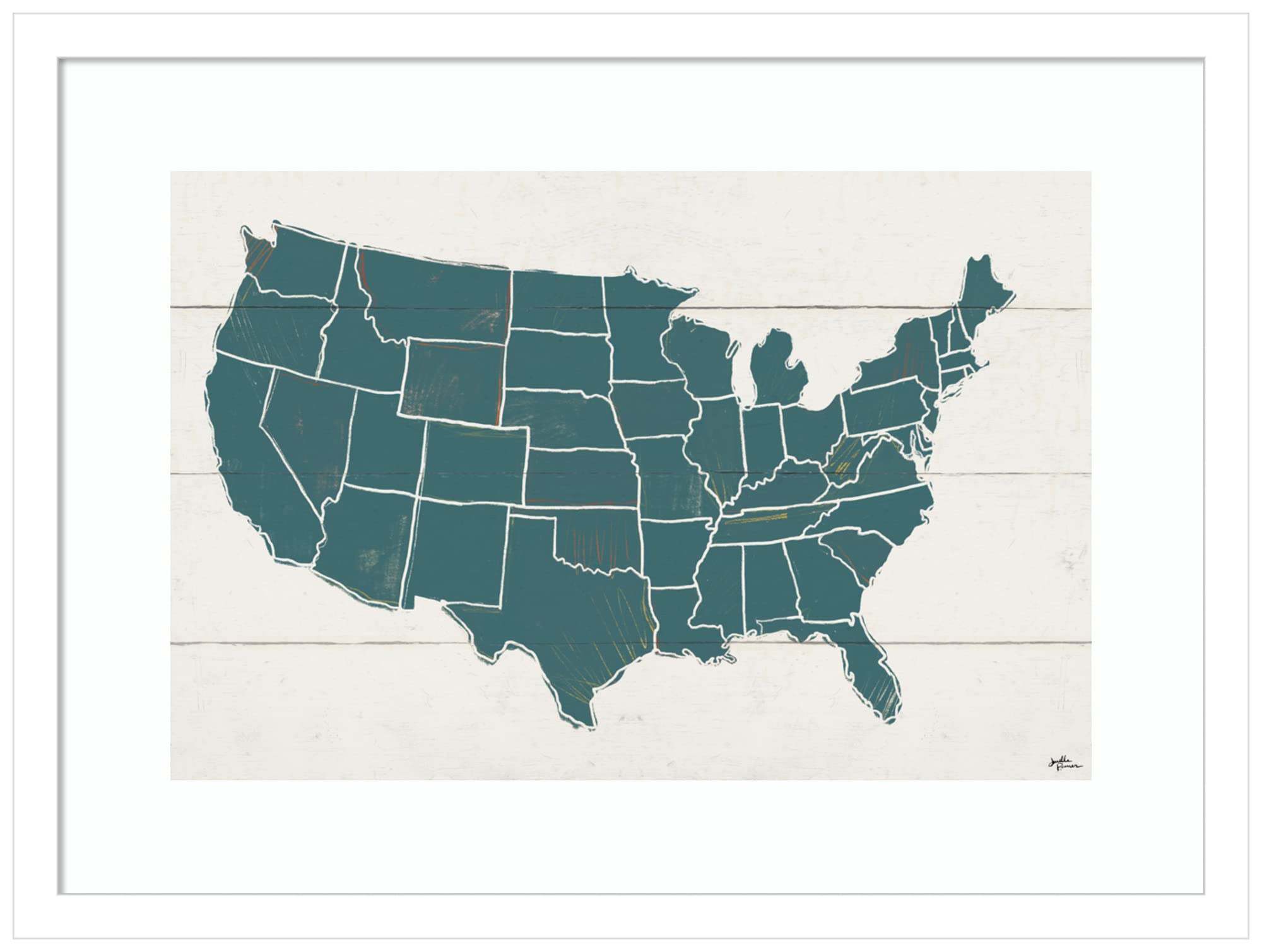 Amanti Art Framed Wall Art Print 16x21 - Peace and Lodge USA Map by Janelle Penner | Rustic Farmhouse Decor | Maps Wall Art for Living Room, Bedroom, Bathroom & Kitchen | Perfect for Cabin, Lodge & Country House Décor