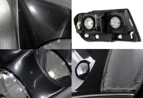 Black Housing Headlights with Clear Reflector for 1999-2004 Jeep Grand Cherokee - Upgrade Your Ride with Enhanced Visibility & Style for Night Driving & Off-Road Adventures