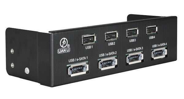 Lian Li USB 2.0 Hub with High Speed Ports & eSATA Combo - 4-Port USB Hub with Power Adapter (Black) - Perfect for PC, Laptop, Gaming Setup and Home Office Workstation