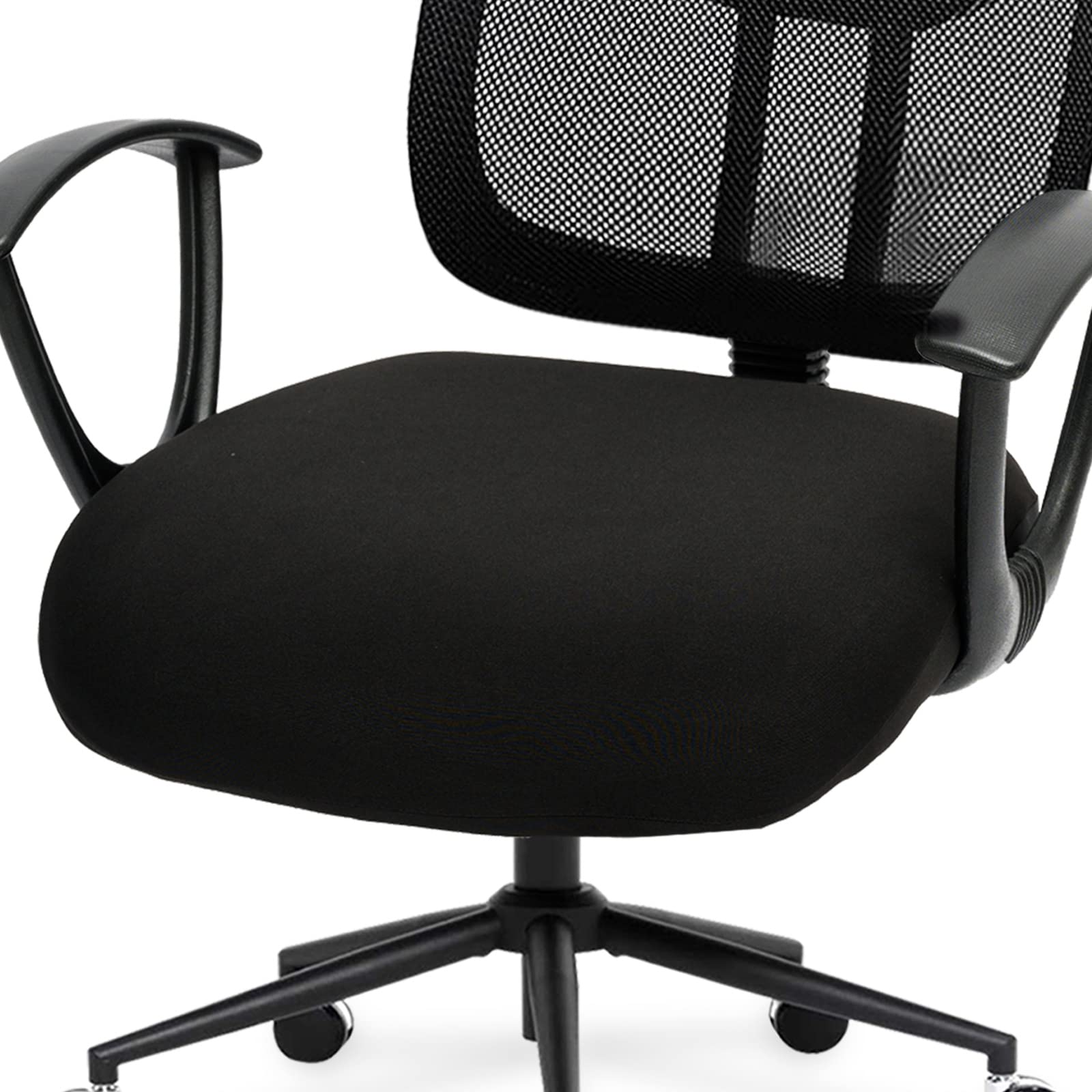 DIVA EN CAMINO Water-Resistant Stretchable Office Chair Cushion Cover - Universal Spandex Computer Chair Slipcover - Removable Washable Seat Protector for Pets (Dogs & Cats) - Perfect for Home Office, Gaming & Workspace Comfort (Black)