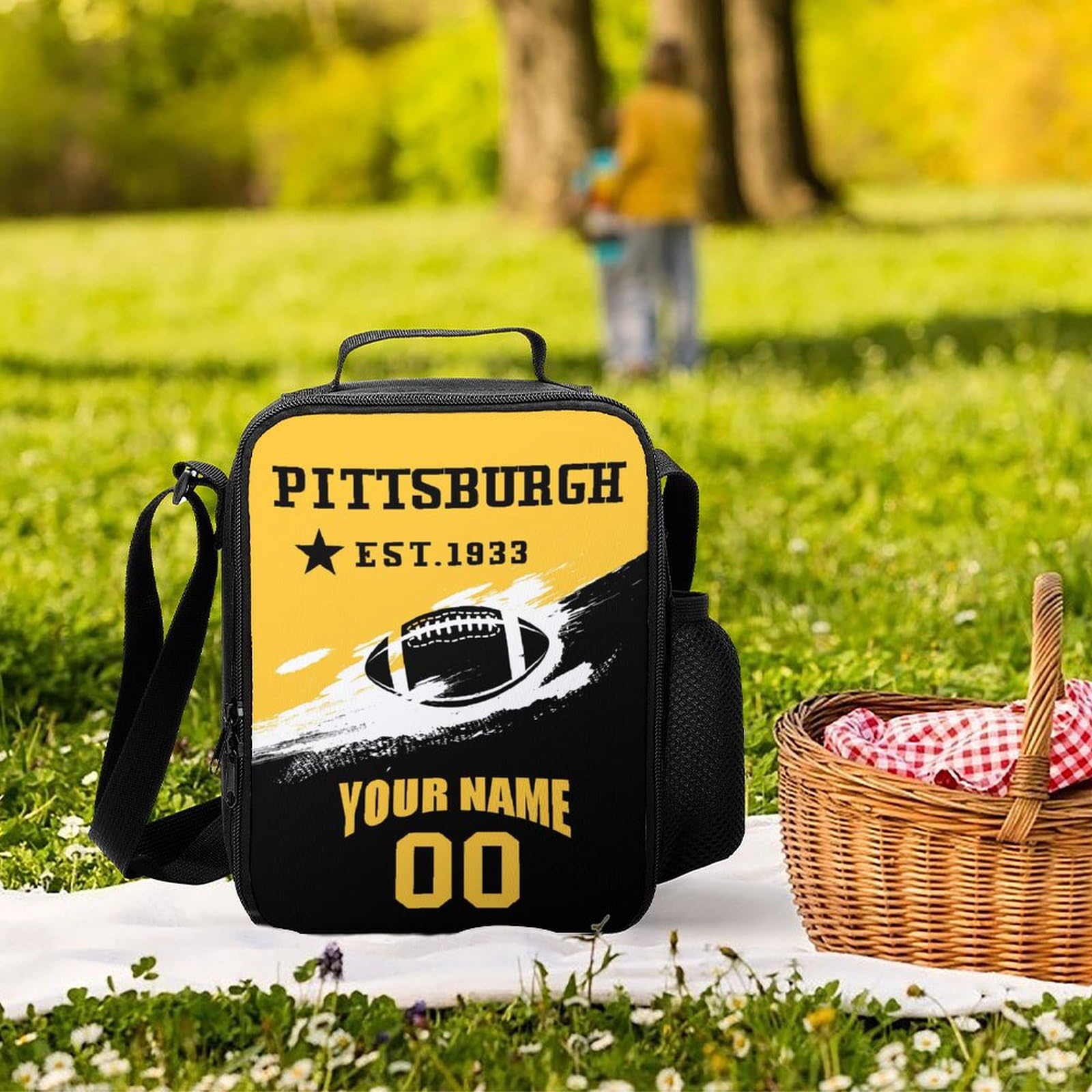 Custom Personalized Insulated Lunch Box with Name & Number - Reusable Lunch Bag for Men, Women & Boys - Perfect for School, Work & Picnics - Great Gift Idea