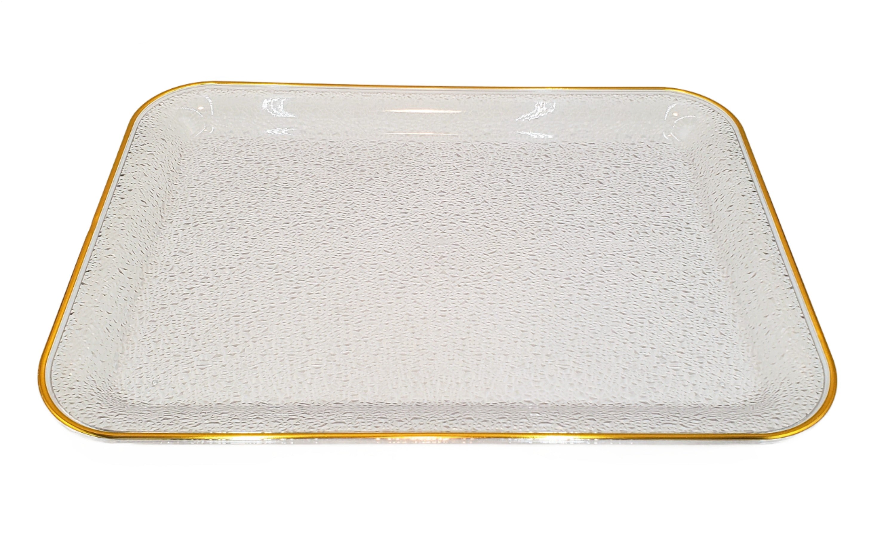 16x11.5 Inch Clear/Gold Plastic Tray - Durable Serving Tray for Parties, Events, and Home Organization