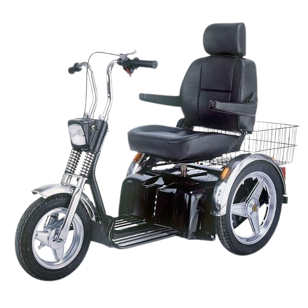Afikim Afiscooter SE 3-Wheel Electric Mobility Scooter for Adults - Black & Chrome - Lightweight & Portable - Ideal for Shopping, Travel & Outdoor Activities