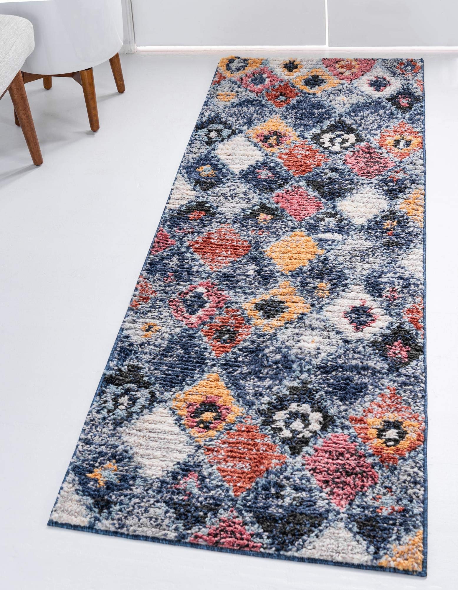 Premium Moroccan Style 10 Ft Runner Rug - Soft High-Pile Blue Carpet for Hallways & Entryways | Durable Floor Decor for Home & Office