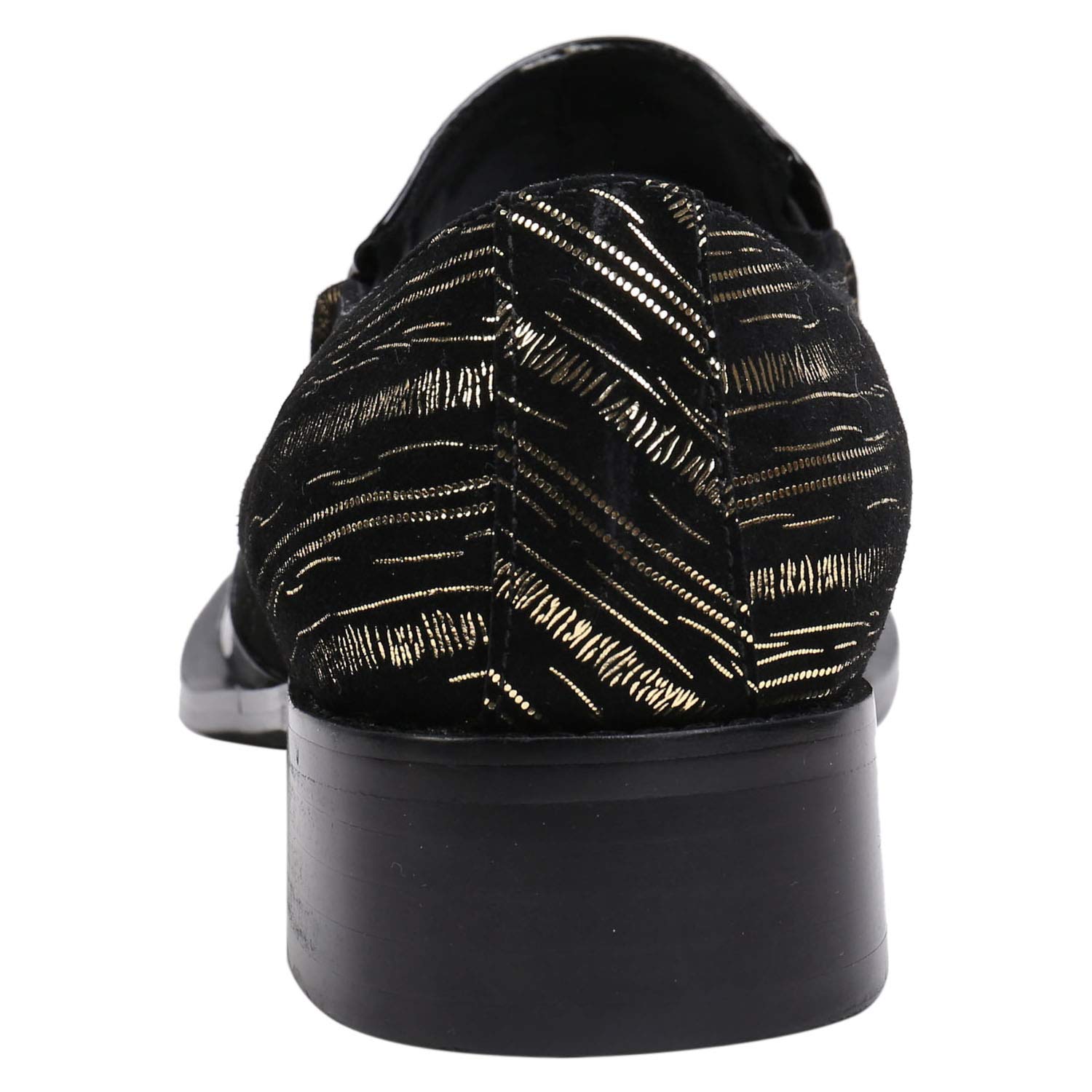Santimon Men's Loafers - Pointed Toe Leather Dress Shoes with Rhinestone Buckle & Metal Tip for Western Style | Comfortable Slip-On Shoes for Business, Party & Casual Wear