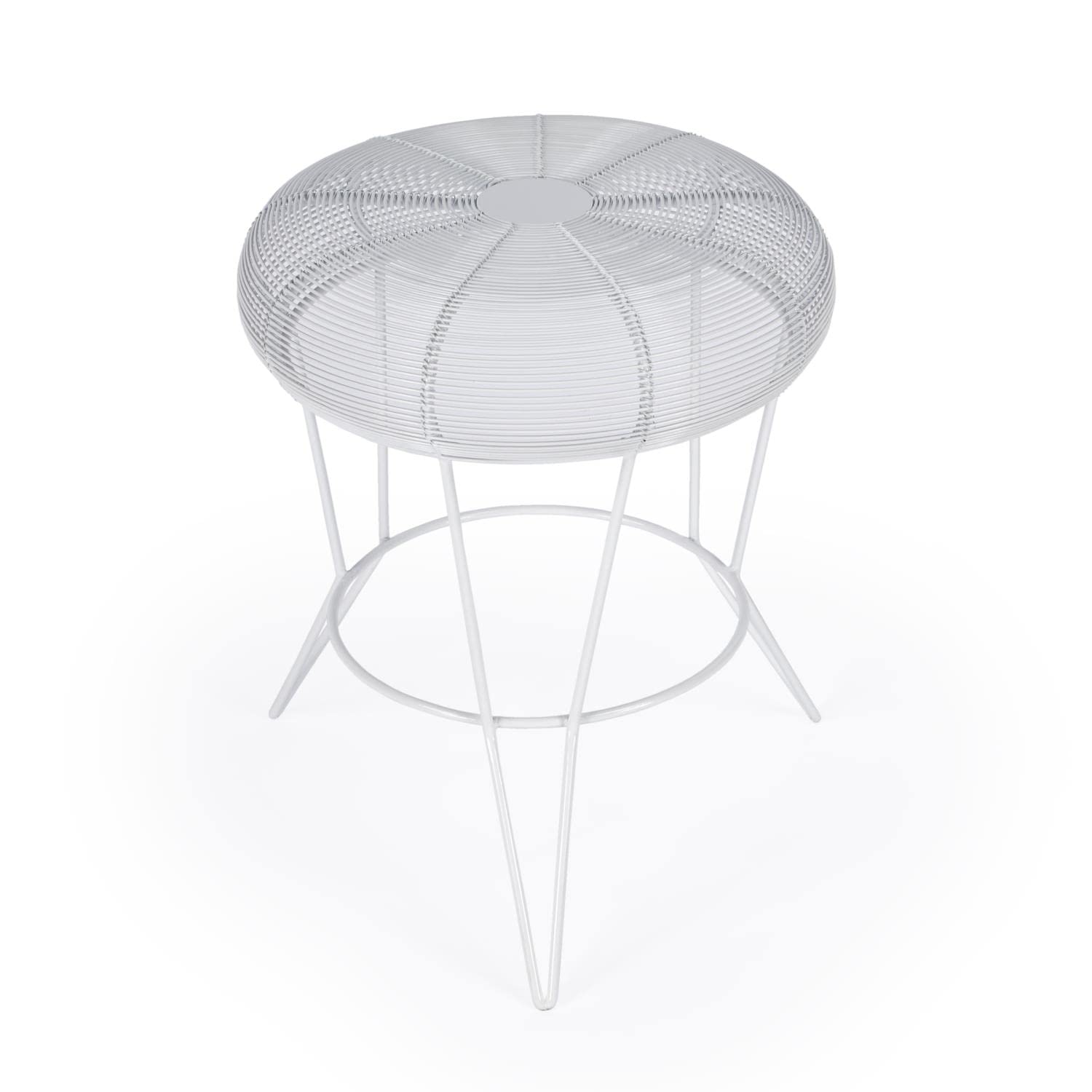 Butler Specialty Allen Decorative Bright White Wire Iron Accent Table - Small Side Table for Living Room, Bedroom, or Patio Decor