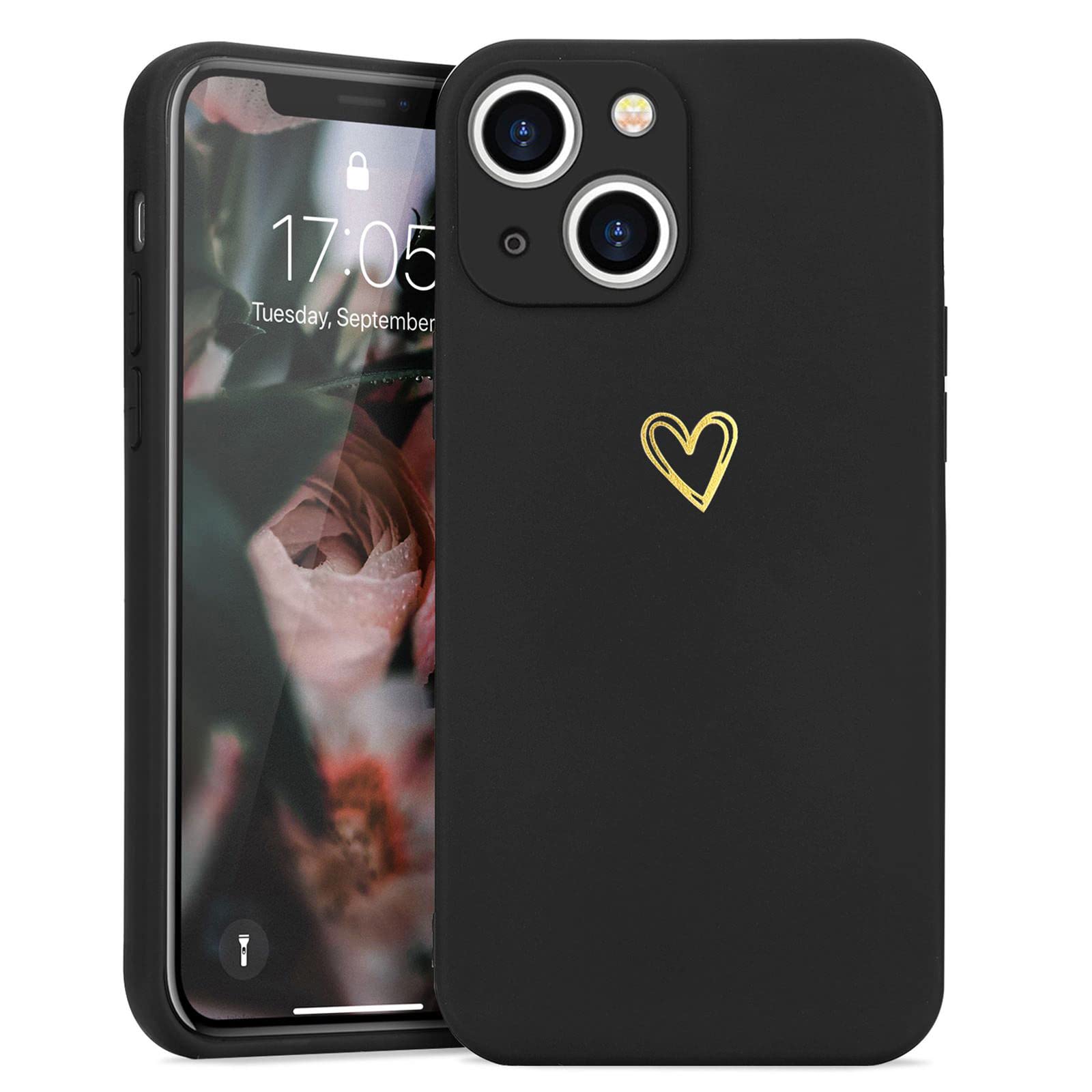 Cute Slim Shockproof iPhone 13 Case with Wireless Charging Support - Protective Black Phone Cover for Everyday Use, Travel & Outdoor Activities
