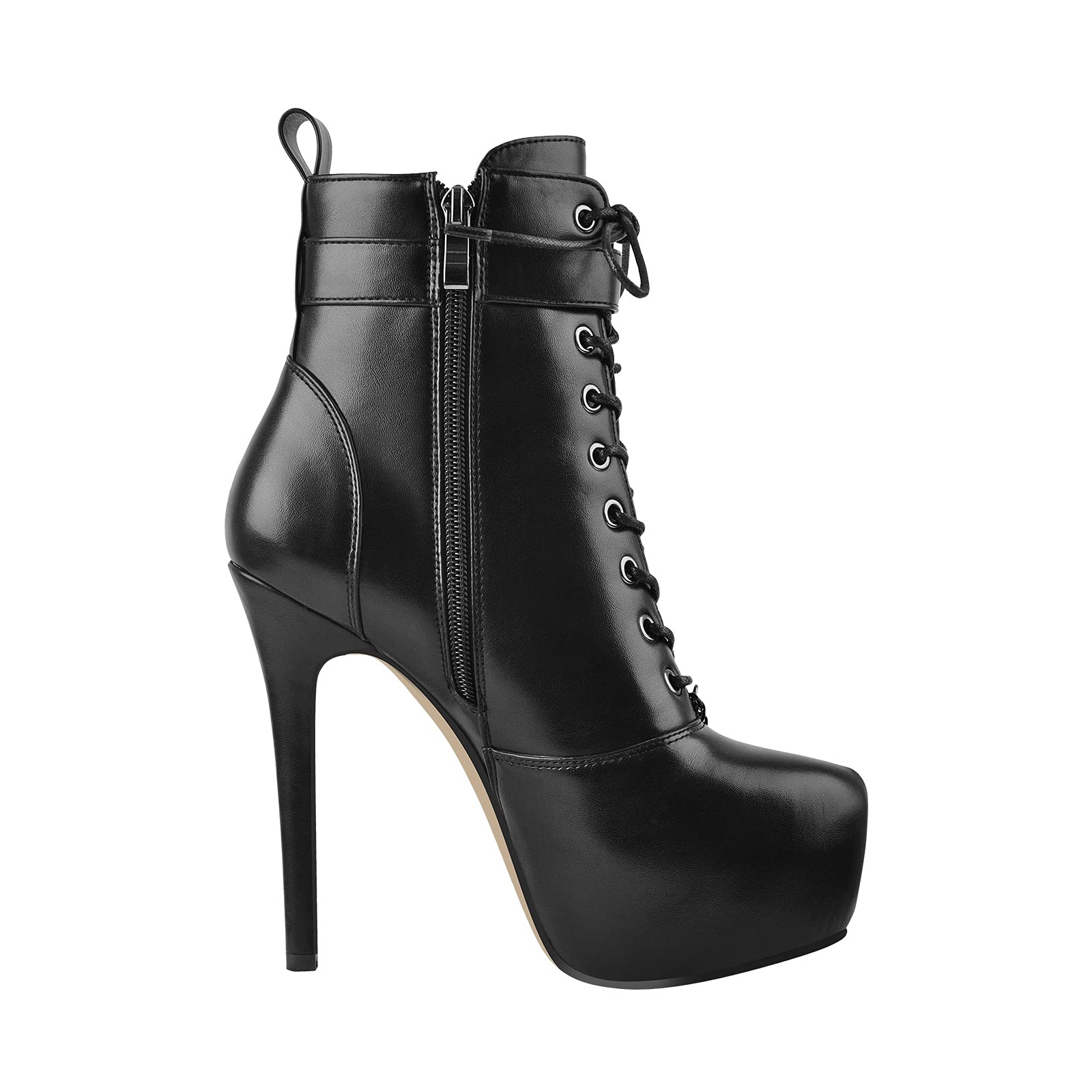 VERISSON Women's Stiletto High Heel Ankle Boots - 4 Inch Platform Winter Booties for Women, Fashionable Pointed Toe Chunky Heel Dress Boots for Party, Club, Office & Night Out
