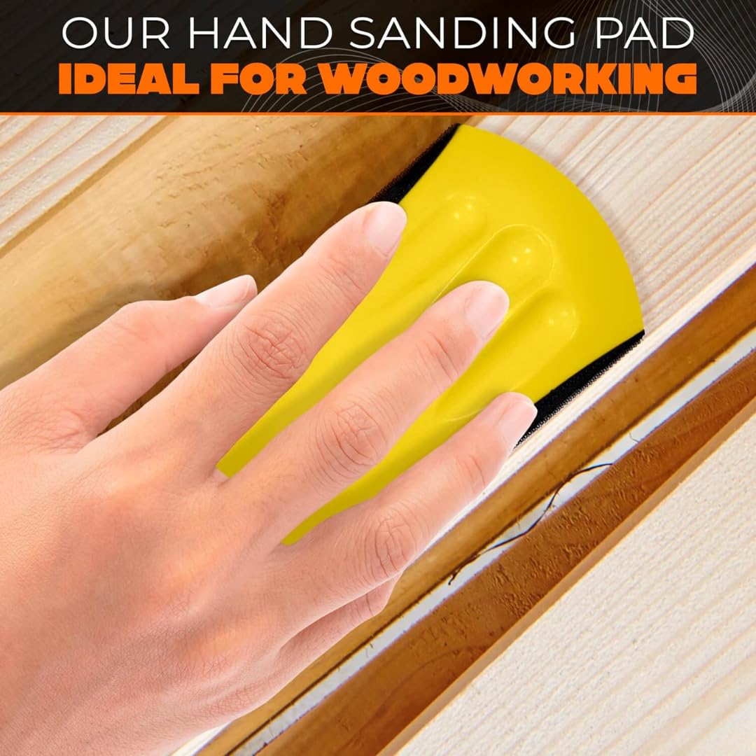 Hook and Loop Hand Sanding Block 5 Inch - Auto Body & Woodworking Sanding Pad with Mouse Sandpaper - Durable Furniture & Automotive Sander Tool (1PK) - Perfect for DIY Projects, Car Repair & Craft Sanding