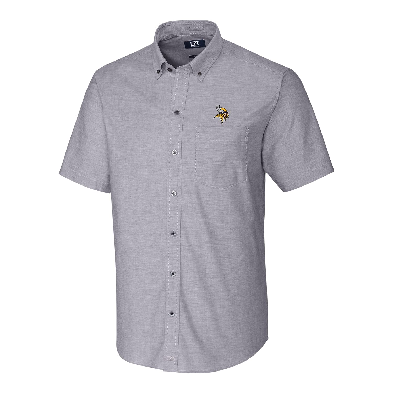 Cutter & Buck Men's NFL Stretch Oxford Short Sleeve Button Down Shirt - Comfortable Woven Casual Shirt for Game Day, Tailgating & Outdoor Events