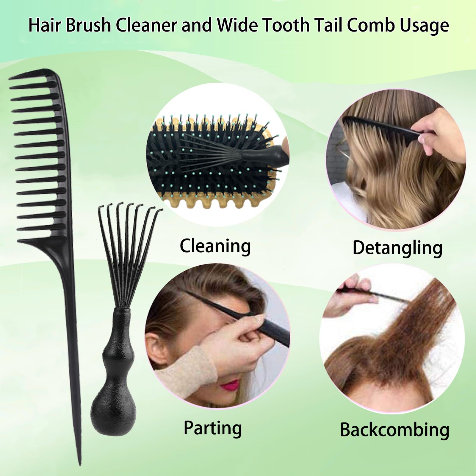 2 Pack Curly Hair Brush for Men & Women - Natural Bamboo Curl Defining Brush for Wet & Dry Hair - Detangling Comb for Curly Hair with Reduced Pulling - Perfect for Salon, Home & Travel Use (Bamboo)