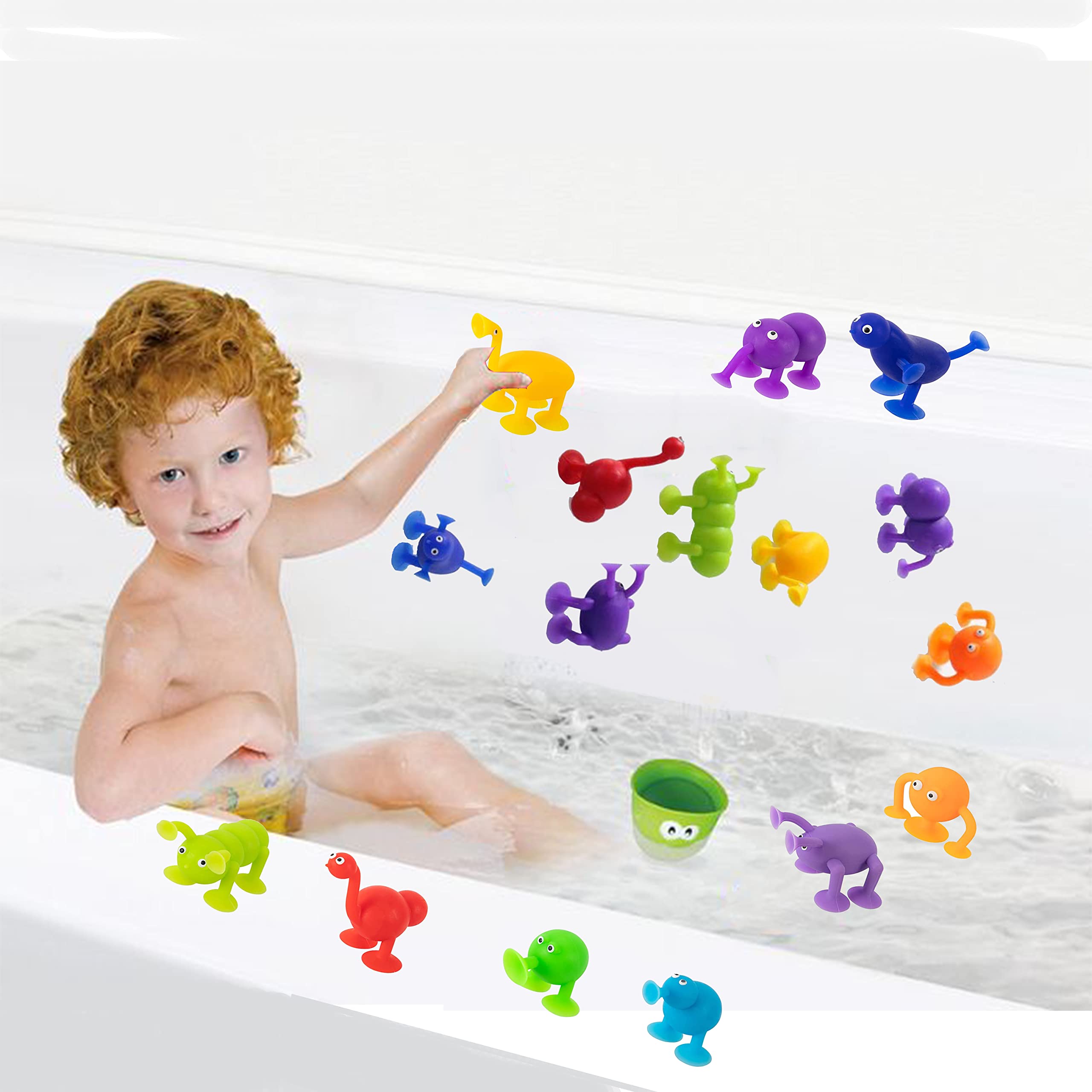 BAIVYLE 18-Pack Animal Pop Sucker Toys - Stacking Bath Toys for Toddlers 3-8 Years - Fun Learning & Playtime
