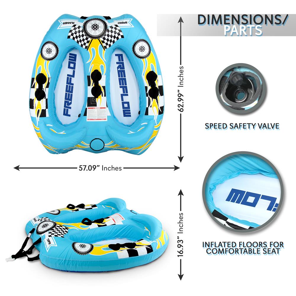 Best Inflatable Towable Tube for Boating - 2 Person Water Tube for Lake & Ocean Fun - Perfect for Summer Water Sports & Family Adventures