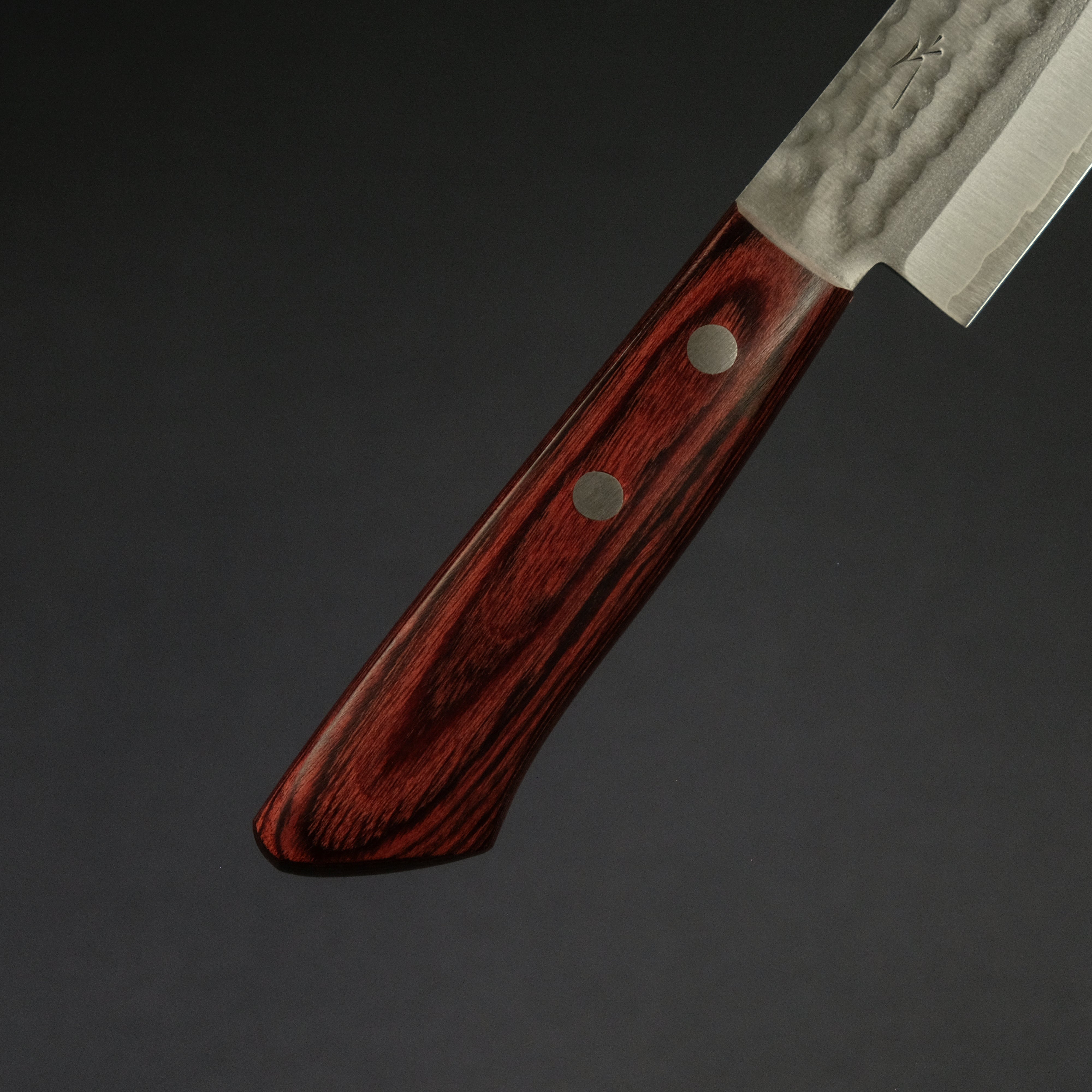Hitohira NM Small Santoku Knife 130mm with Red Pakka Handle - No Bolster - Japanese Kitchen Knife for Precise Slicing, Dicing & Chopping - Perfect for Home Chefs & Professional Cooks