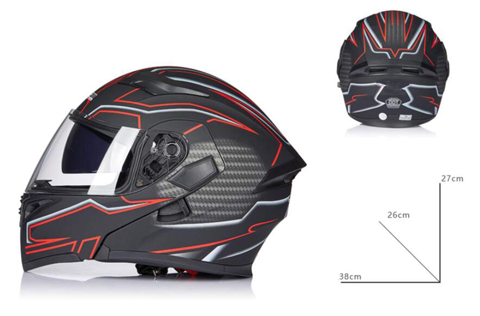 DOT Approved Full Face Flip Up Motorcycle Helmet - Lightweight Motorbike & Moped Helmet for Men & Women - Perfect for Street Riding, Commuting & Adventure Tours