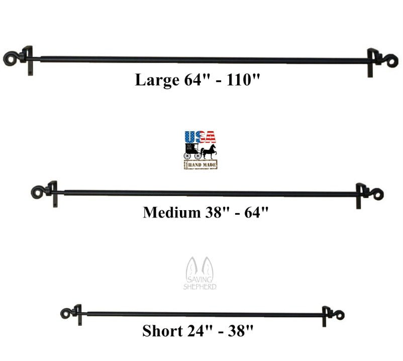 Handcrafted Wrought Iron Curtain Rod - Adjustable Scroll Design, Amish Made in USA - Perfect for Farmhouse, Rustic & Vintage Home Decor