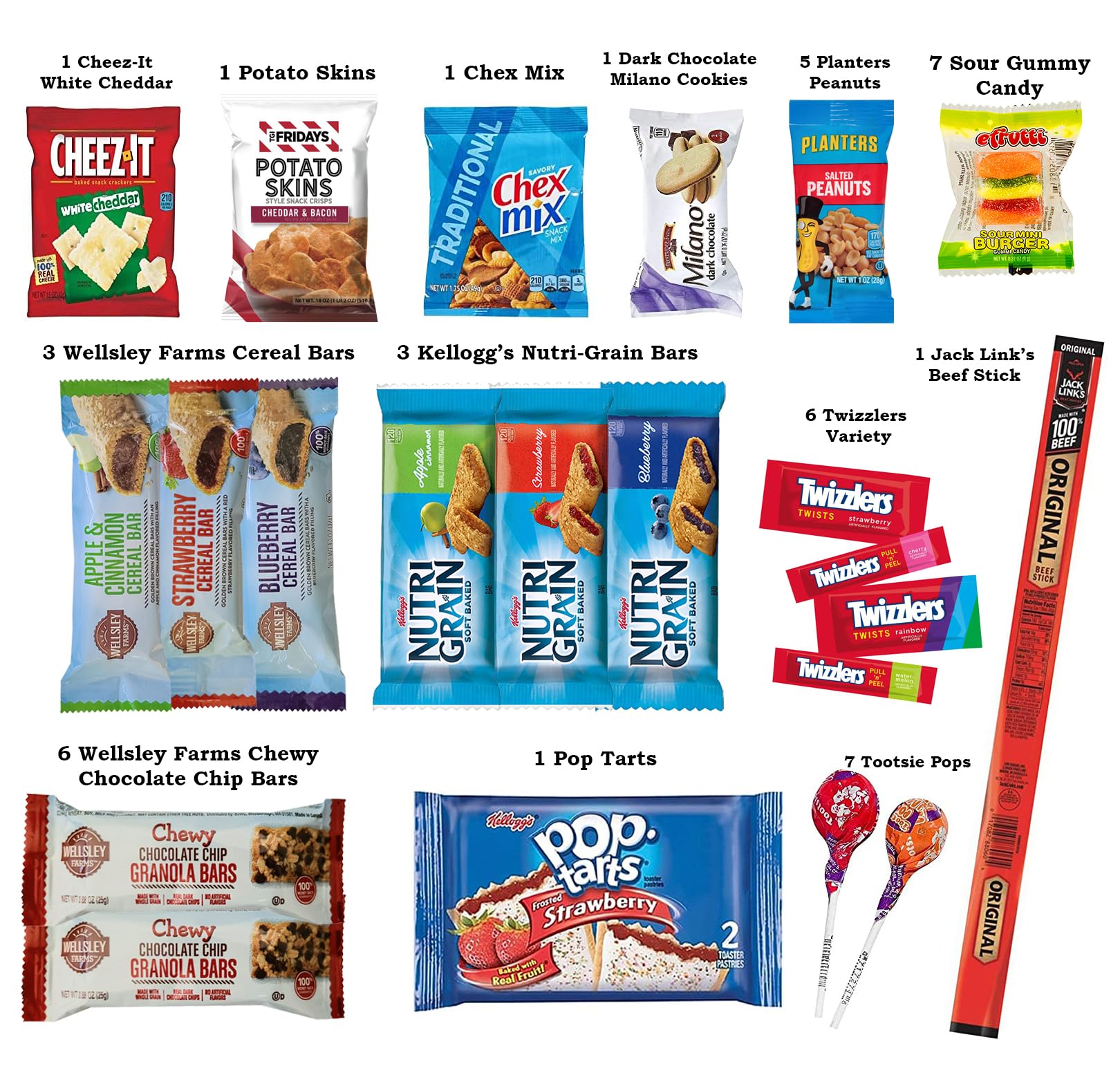 Foxy Fane 150 Count Deluxe Snack Box - Premium Gift Care Package with Assorted Crackers, Cookies, Candy, Chips & Snacks - Bulk Variety Pack of Sweet & Savory Treats (150 Snacks) - Perfect for Office Parties, College Care Packages & Holiday Gifts