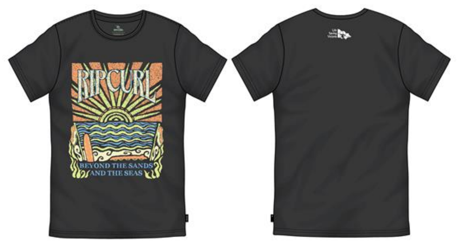 Rip Curl x LSV Beyond the Sands and the Seas Graphic T-Shirt - Black | Men's Casual Short Sleeve Tee for Surfing, Beach & Streetwear Fashion