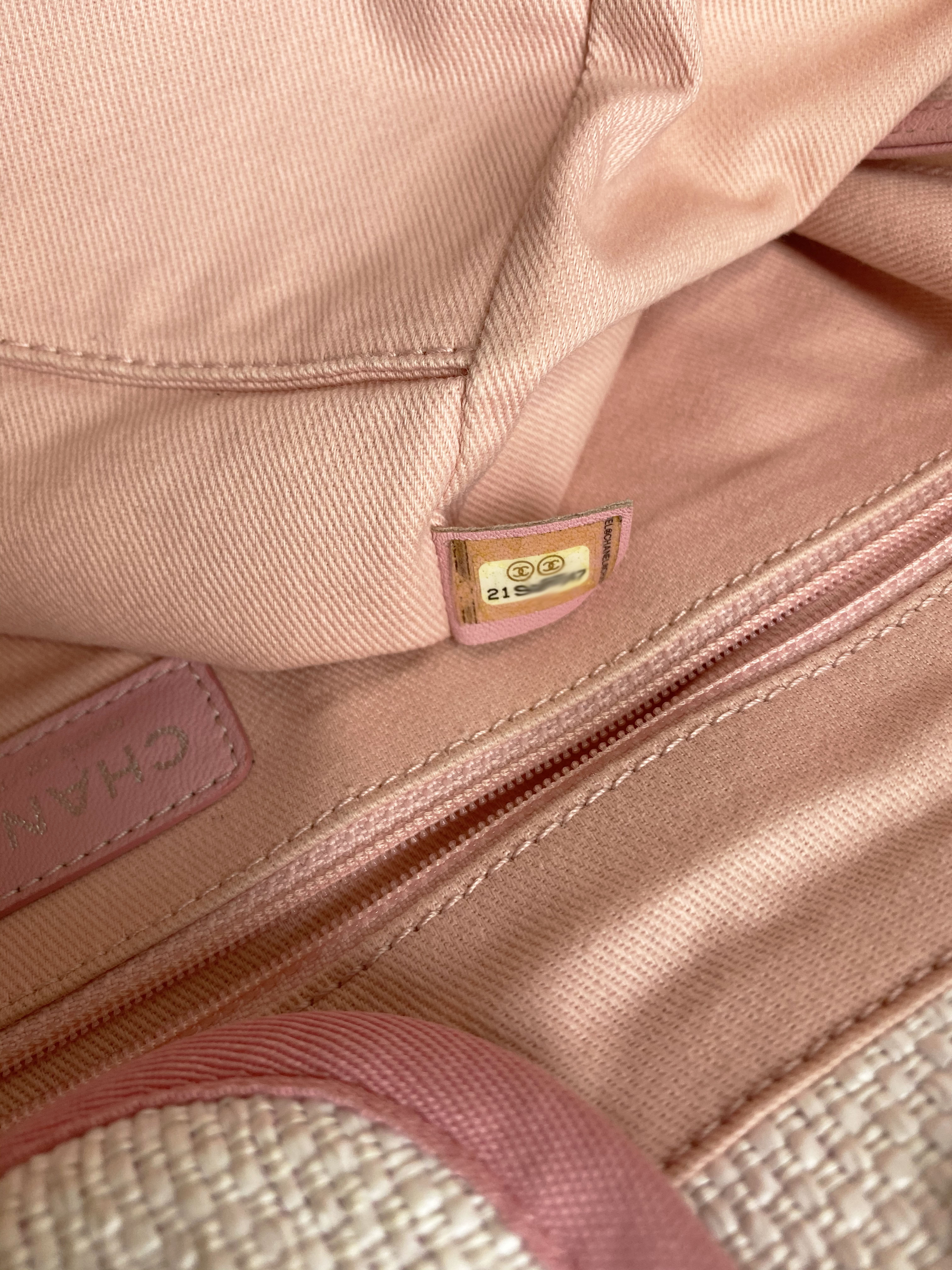 Chanel Pink & White Deauville Tote Bag - Luxury Designer Handbag for Women | Perfect for Beach, Travel & Everyday Use