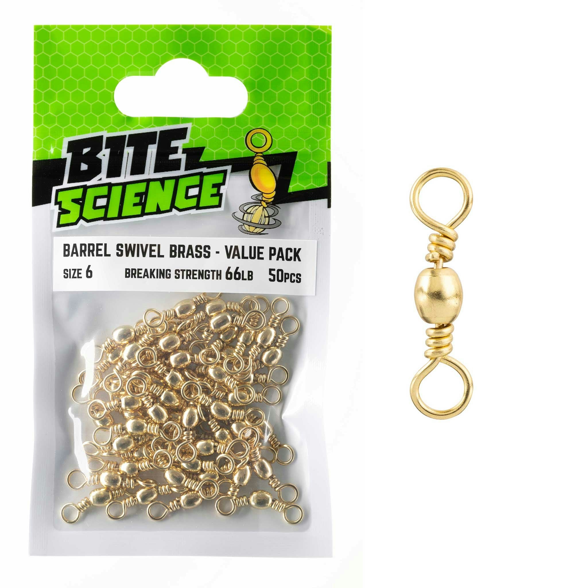 Bite Science Swivels Brass Barrel - High-Quality Fishing Swivel for Saltwater & Freshwater - Perfect for Anglers & Outdoor Enthusiasts