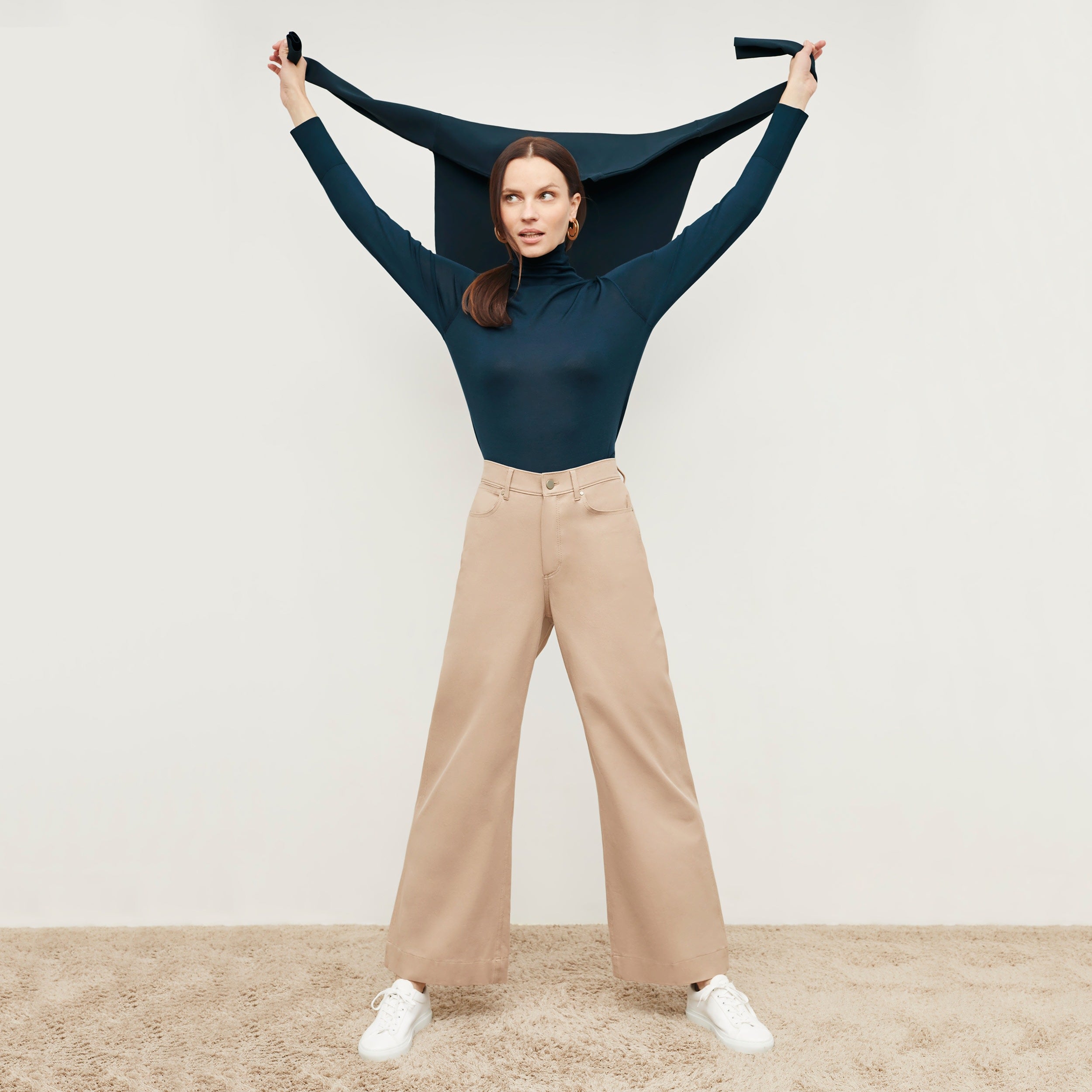 Milo Wide Leg Eco-Friendly Jeans for Women - Better Than Denim, Comfortable High Waist Stretch Pants (Fawn Color) - Perfect for Casual Wear, Office Outfits & Weekend Brunch
