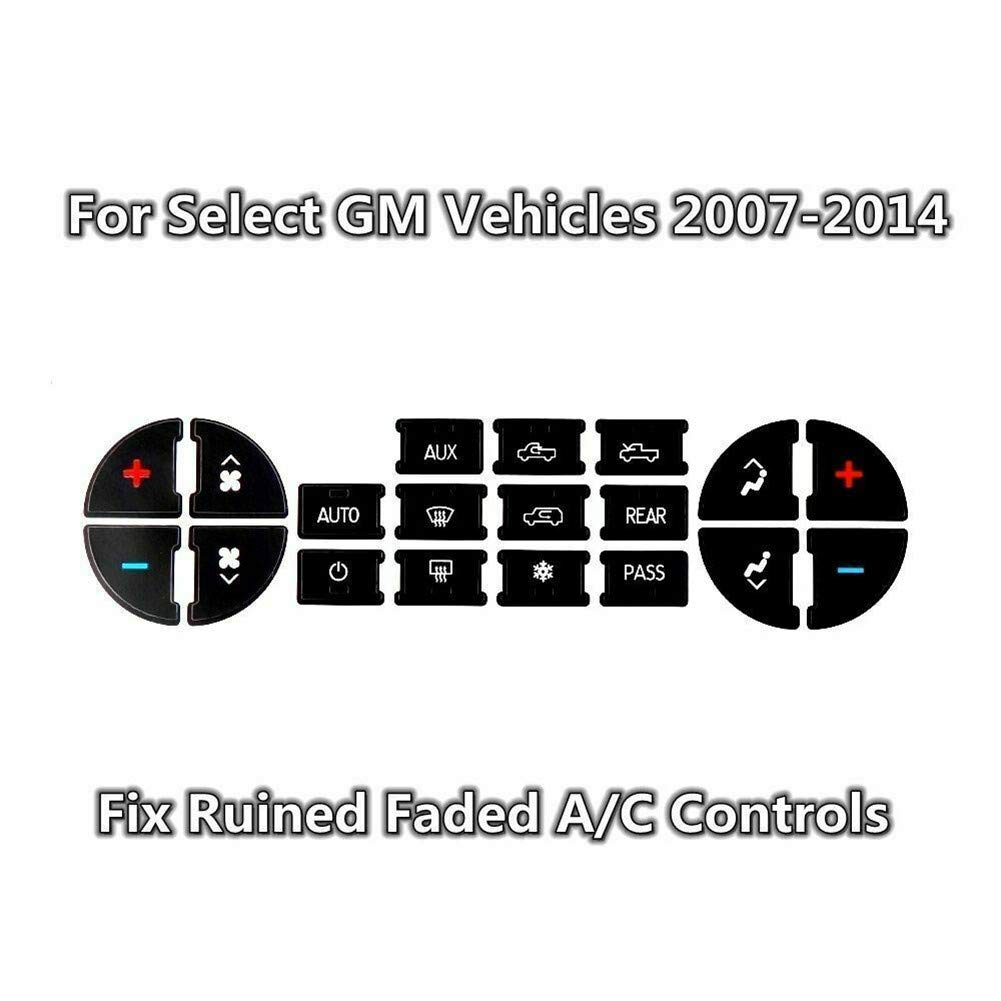 ZCARGEL AC Button Decal Stickers - A/C Dash Button Repair Kit Replacement for Chevy Avalanche, Silverado, Suburban | Easy Peel & Stick Installation | Perfect for Broken or Worn AC Buttons