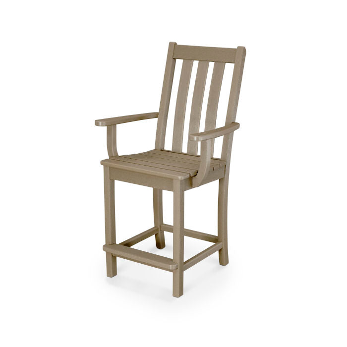 POLYWOOD Vineyard Counter Height Arm Chair - Durable Outdoor Dining Chair for Patio, Bar, and Kitchen - Weather-Resistant & Comfortable Seating for Restaurants and Home Use