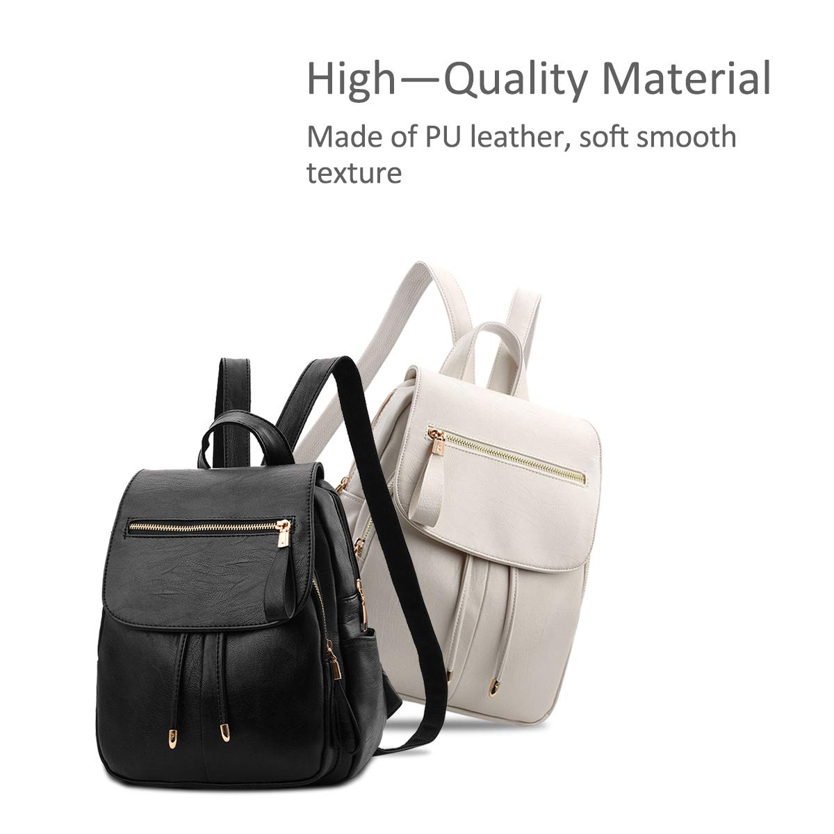 NICOLE&DORIS Women's Fashion Mini Backpack - Faux Leather Shoulder Bag Purse for Ladies & Girls, Black | Perfect for Work, School, Travel & Everyday Use