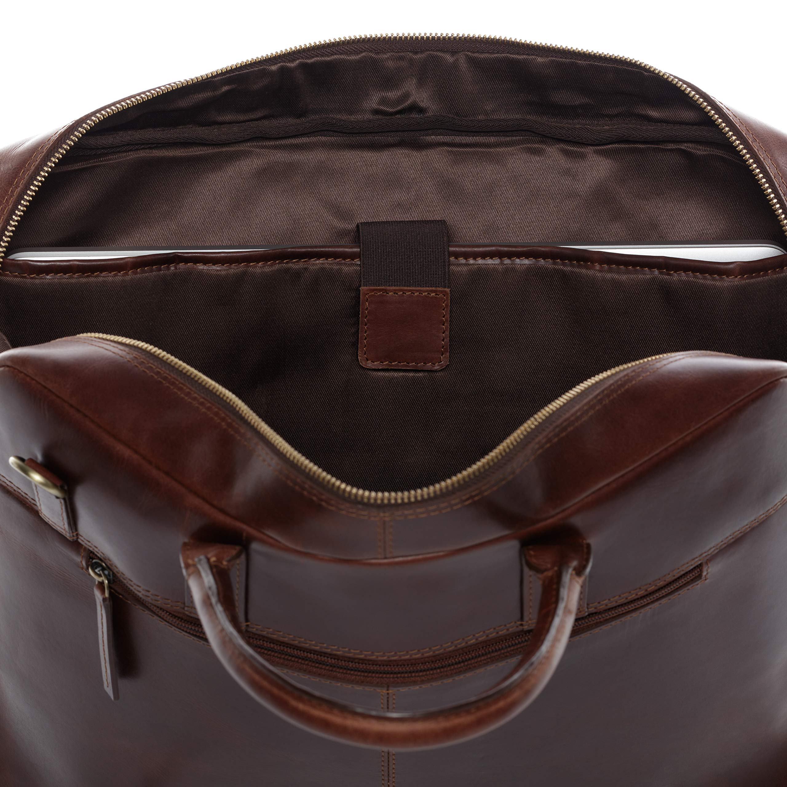 Premium Genuine Leather Laptop Briefcase for Business & Office - SID & VAIN DIXON Large Unisex Computer Bag in Brown - Perfect for Professionals, Commuters & Travelers