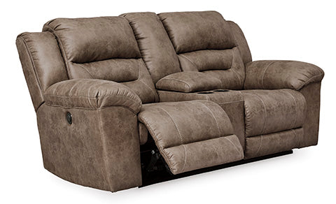 Stoneland Power Recliner Loveseat with Console - Modern Upholstered Reclining Sofa for Living Room, Home Theater & Relaxation
