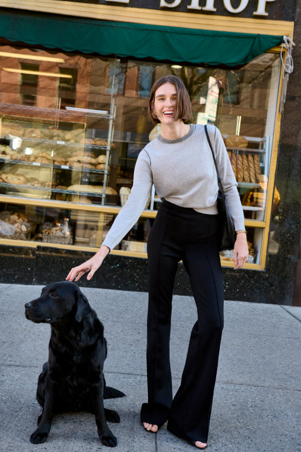 Stylish Hart Flare Trouser in Black Butter Ponte Fabric - Perfect for Work, Office & Casual Wear