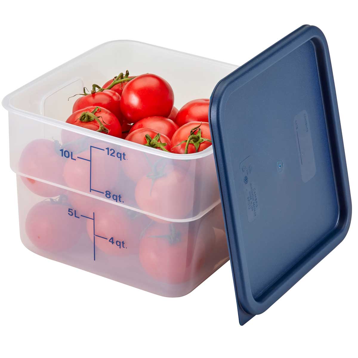 Cambro 12SFSPP190 CamSquare 12 Quart Food Storage Container - BPA-Free, Stackable, Commercial-Grade Plastic Bin for Kitchen, Restaurant & Meal Prep - Translucent Square Container with Lid