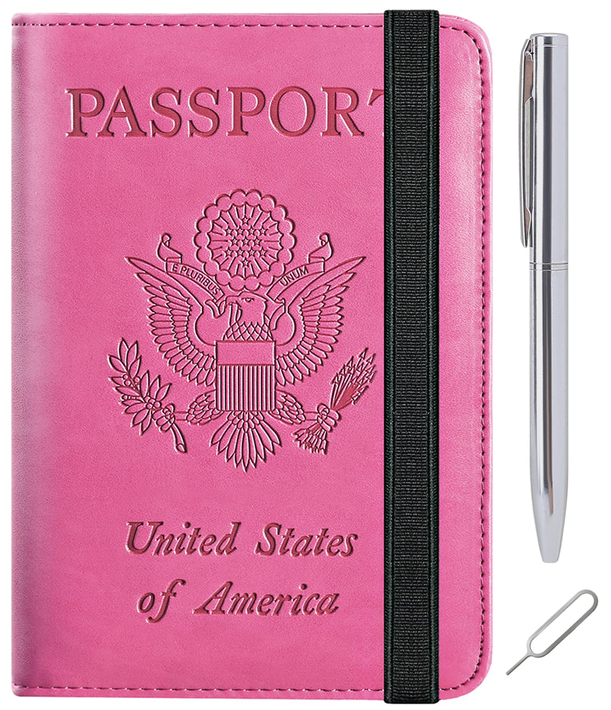 RFID Blocking Leather Passport Holder & Travel Wallet - Secure Card Case for Women & Men (Pink) | Perfect for International Trips, Airports & Daily Commute