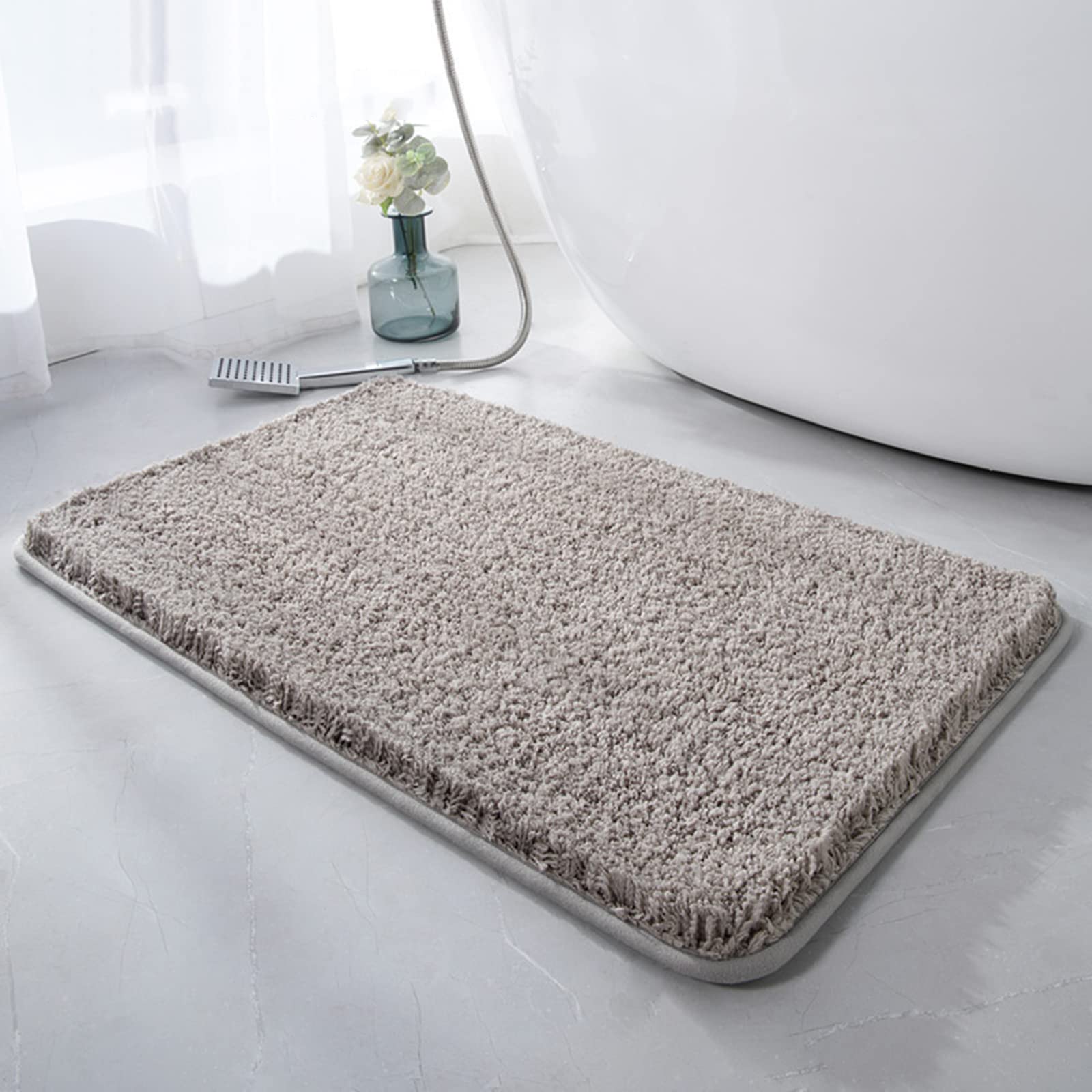 Non-Slip Bath Mat - Super Soft & Absorbent Shower Mat for Bathroom, 50x80cm - Machine Washable, Anti-Skid, Beige - Perfect for Tub, Shower, Living Room & Bathroom Safety