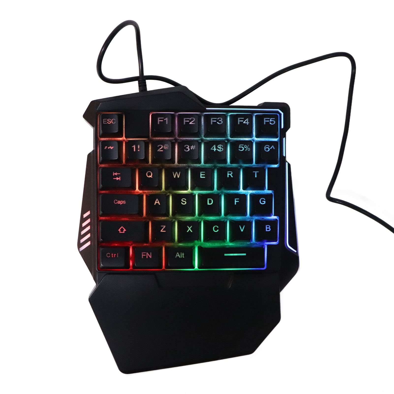 VBESTLIFE One-Handed RGB Gaming Keyboard - Ergonomic USB Wired Keypad with 35 Programmable Keys for PC, Laptop, and Desktop - Perfect for FPS, MMO, and MOBA Gaming