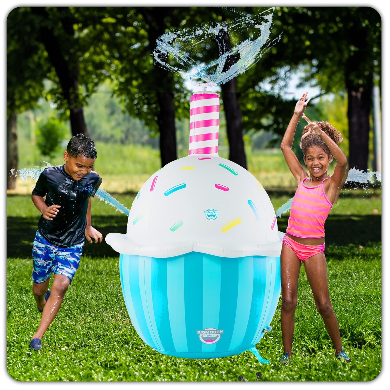 BigMouth Inc. Giant 6ft Inflatable Cupcake Sprinkler - Fun Summer Water Toy for Kids Birthday Parties, Backyard Water Games & Outdoor Splash Play | Perfect for Pool Parties, Summer BBQs & Family Gatherings