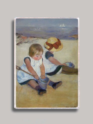 Mary Cassatt 'Children on The Beach' Art Refrigerator Magnet - Vintage Impressionist Painting Fridge Decor for Kitchen, Office & Gifts