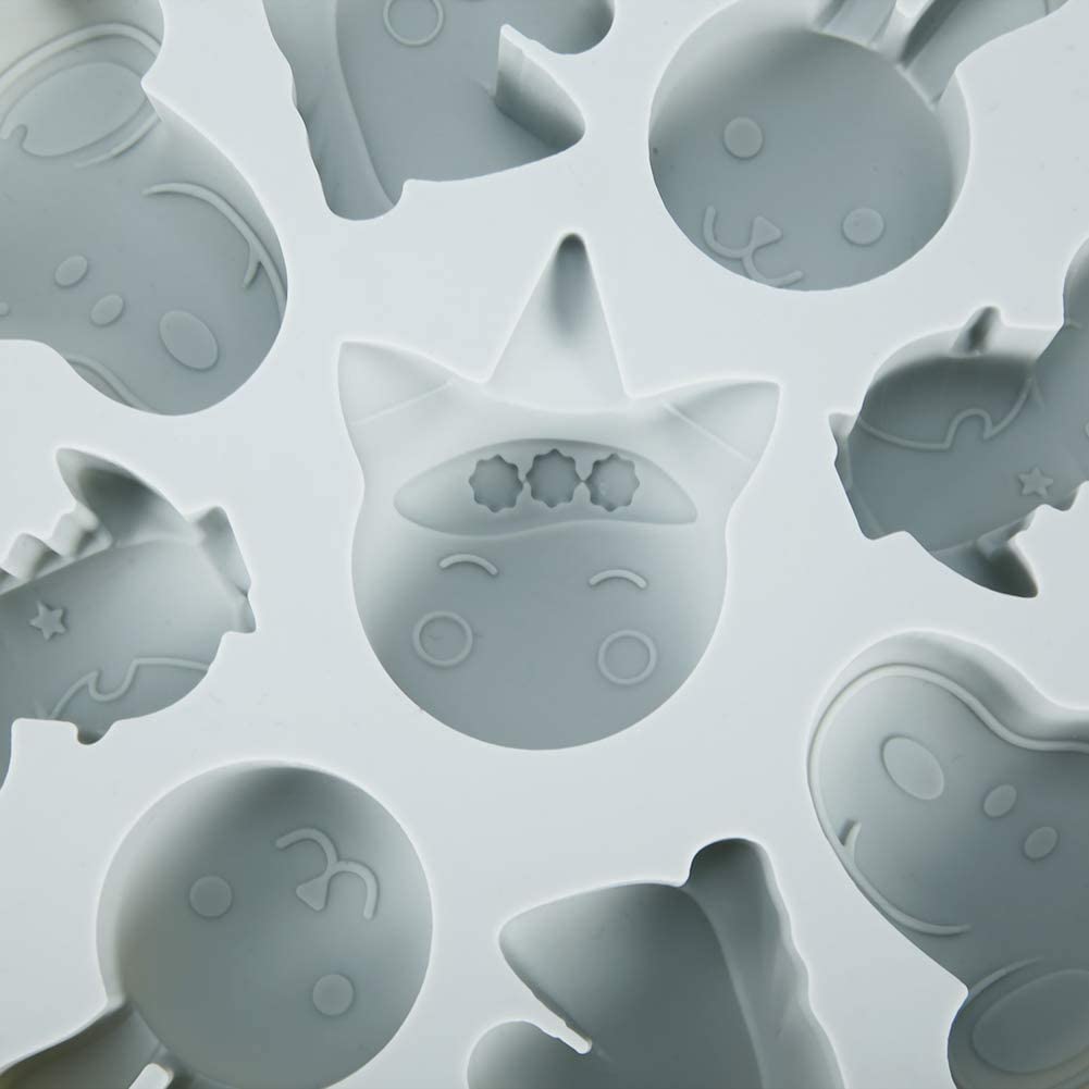 2-Piece Cartoon Animal Silicone Cake Decorating Tools - Non-Stick Chocolate Fondant Mold for Baking, Candy Making, DIY Gummy Sugar Crafts (Gray) - Perfect for Birthday Cakes, Cupcakes, and Homemade Treats