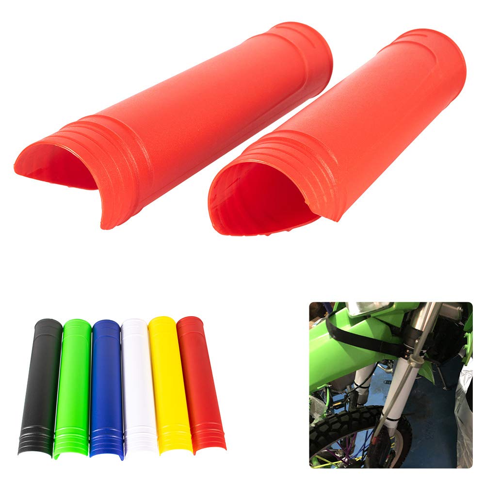 High Impact Resistance Motorcycle Upper Fork Guards - Durable Plastic Wraps for Dirt Bikes (Yamaha, Kawasaki, Husqvarna) - Red | Off-Road Protection & Enhanced Bike Safety