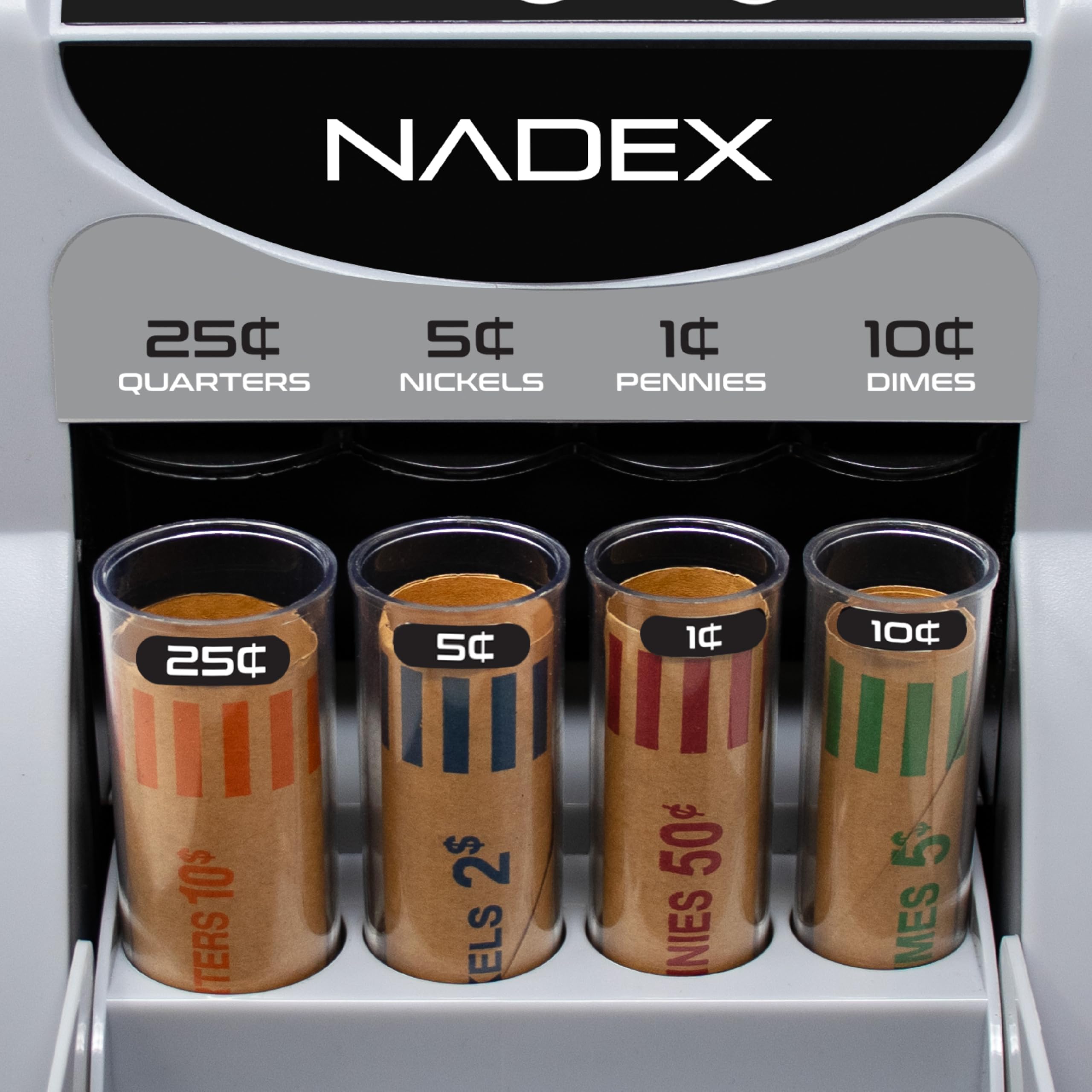 Nadex S180 Digital Coin Counter Machine - Automatic Coin Sorter, Counter & Wrapper for US Coins | Fast Batch Counting & Rolling | Perfect for Banks, Retail Stores & Home Use