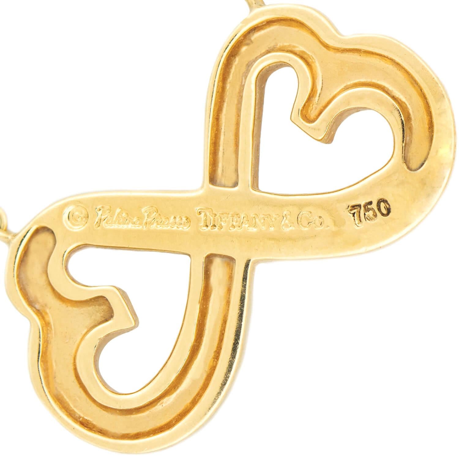 Vintage Tiffany & Co. 18k Gold Interlocking Hearts Necklace by Paloma Picasso - Elegant Jewelry Gift for Women, Perfect for Anniversaries & Romantic Occasions