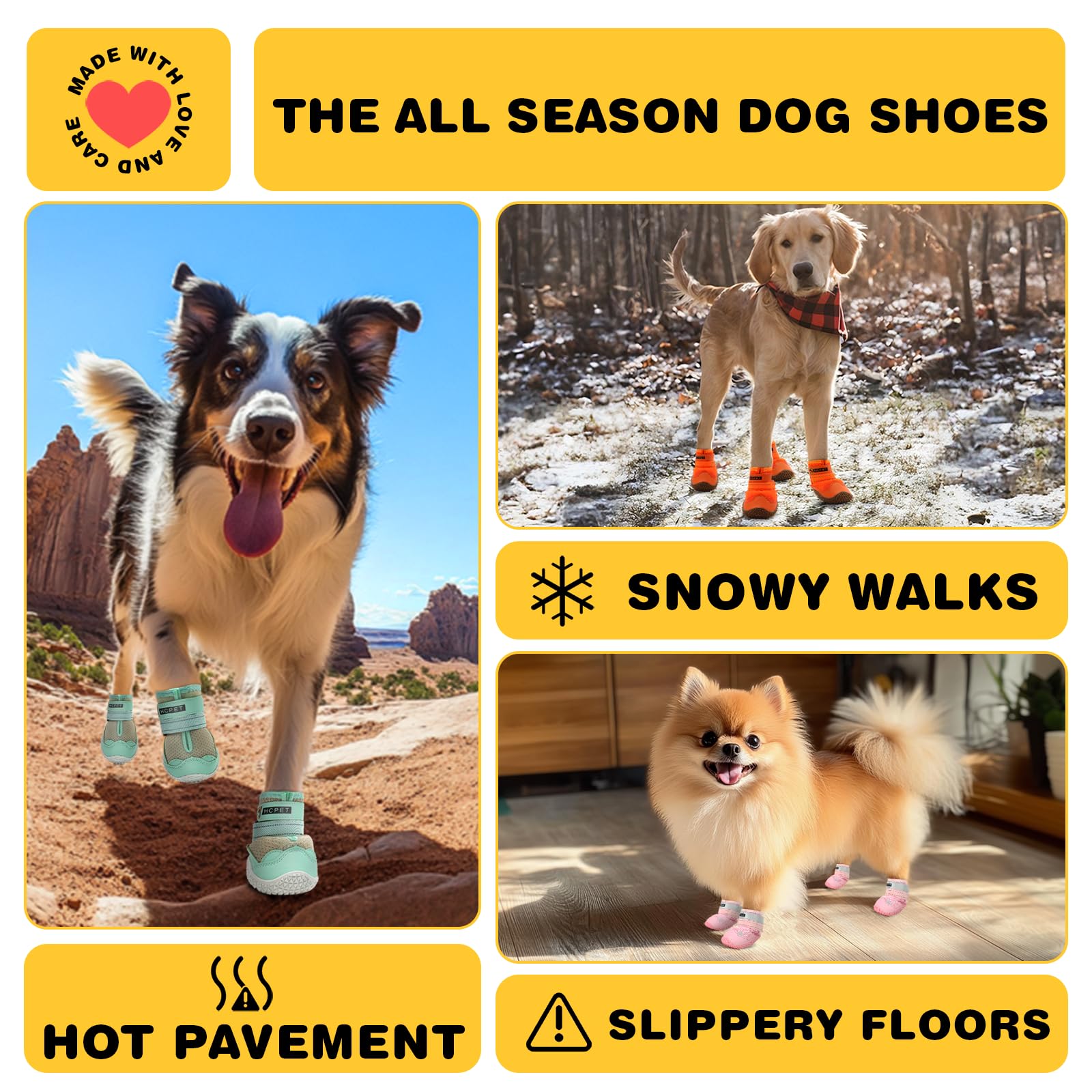 HCpet Breathable Anti-Slip Dog Boots - Paw Protectors for Small, Medium & Large Dogs | Reflective Straps for Hot Pavement, Winter Snow & Hiking | Army Green Size 2 - Perfect for Outdoor Adventures & Extreme Weather Protection