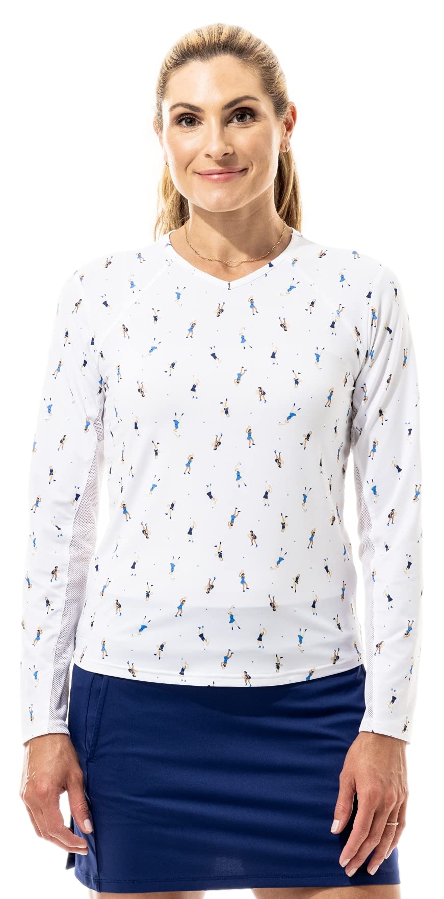 SanSoleil Women's Long Sleeve Tennis Shirt - UPF 50+ Sun Protection, Moisture-Wicking & Breathable - Perfect for Tennis, Golf, Running & Outdoor Activities