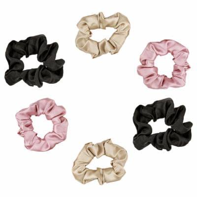 Trendy Club 6-Pack Satin Hair Scrunchies for Women - Soft & Gentle Hair Ties for Sleeping, Workout, and Everyday Use